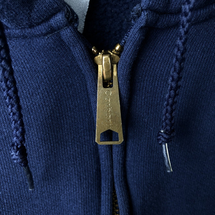 Carhartt Sweat Full Zip Hoodie Men's XXL cotton navy blue type Vintage Second Hand