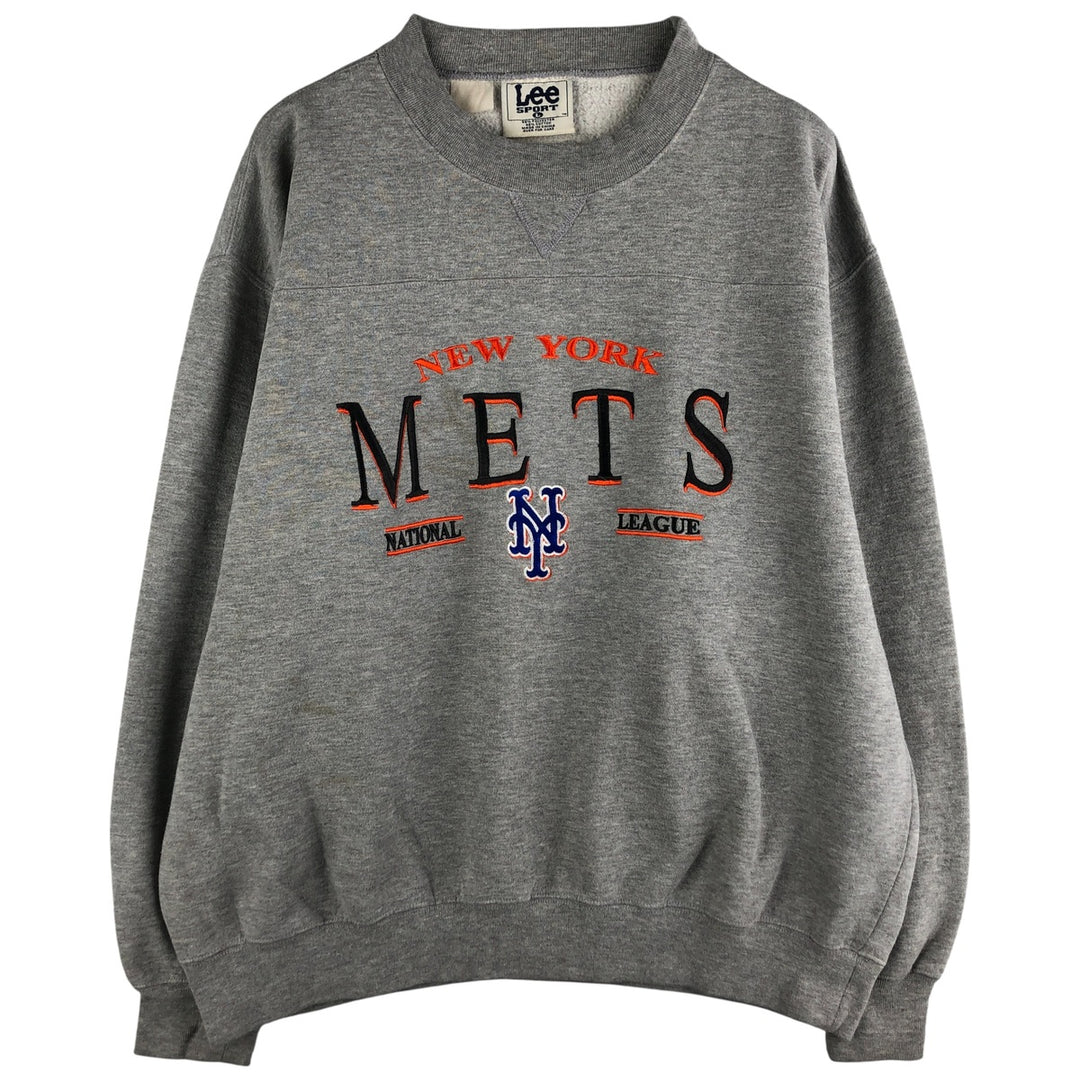2000'S Lee SPORT MLB New York Mets Sweatshirt, Men's Size L polyester gray type Vintage Second Hand