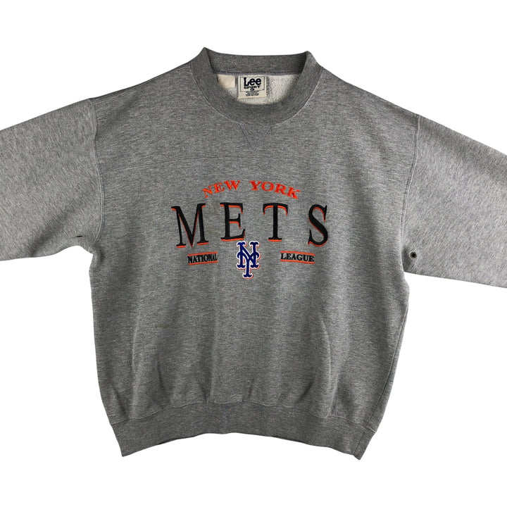 2000'S Lee SPORT MLB New York Mets Sweatshirt, Men's Size L polyester gray type Vintage Second Hand
