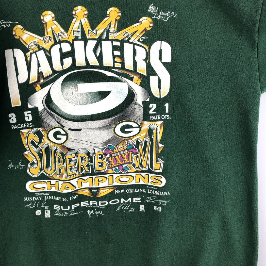 Vintage 90'S SANTEE NFL Green Bay Packers Print Sweatshirt, Made in USA, Men's Size L cotton Green type dark green Vintage Second Hand