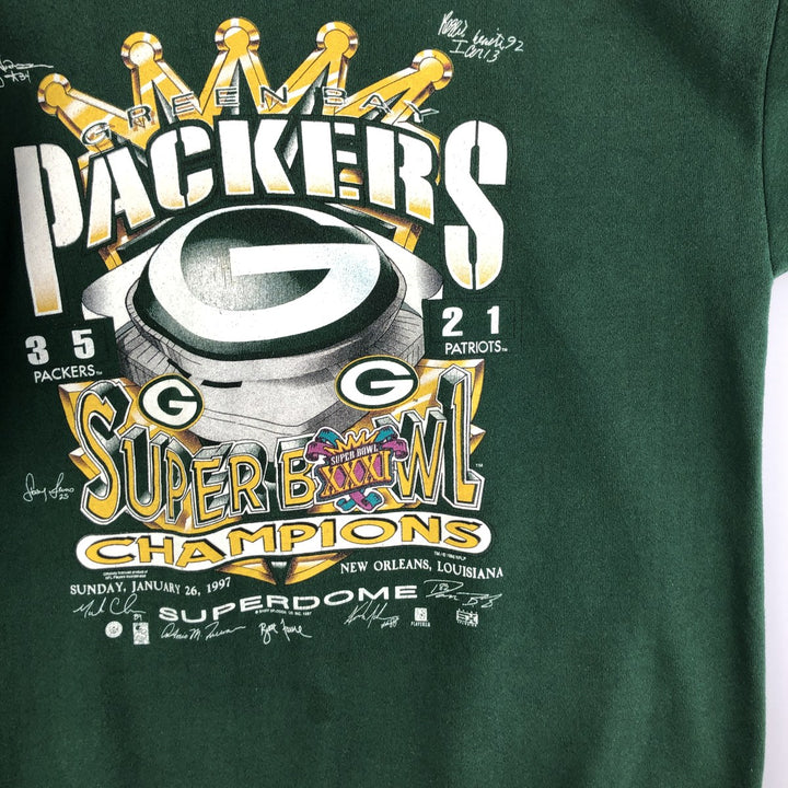 Vintage 90'S SANTEE NFL Green Bay Packers Print Sweatshirt, Made in USA, Men's Size L cotton Green type dark green Vintage Second Hand