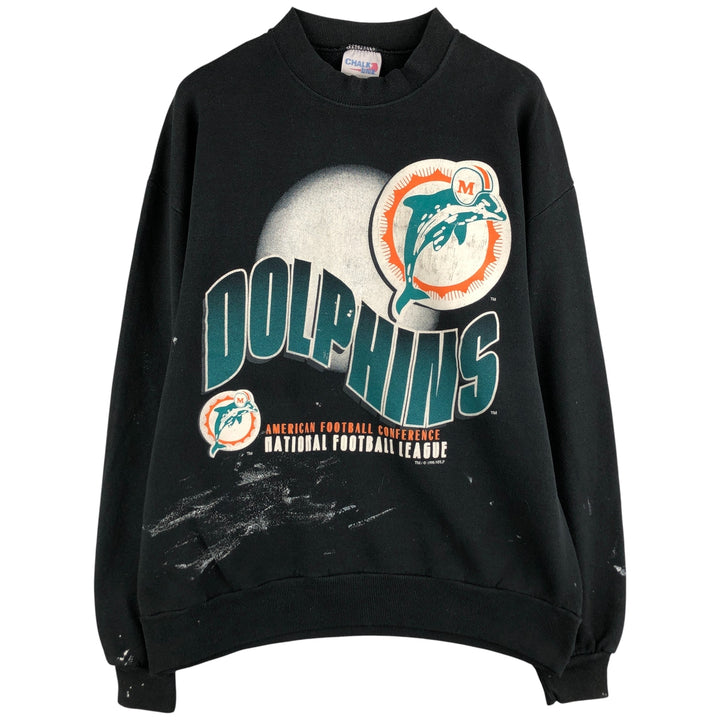 Vintage 90'S Chalk Line NFL Miami Dolphins Print Sweatshirt, Made in USA, Men's Size Large cotton black type Vintage Second Hand