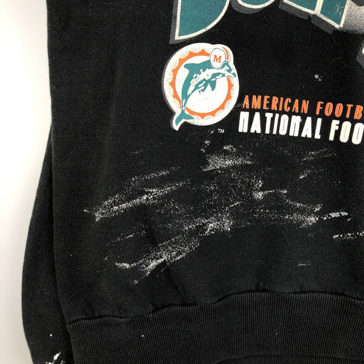 Vintage 90'S Chalk Line NFL Miami Dolphins Print Sweatshirt, Made in USA, Men's Size Large cotton black type Vintage Second Hand