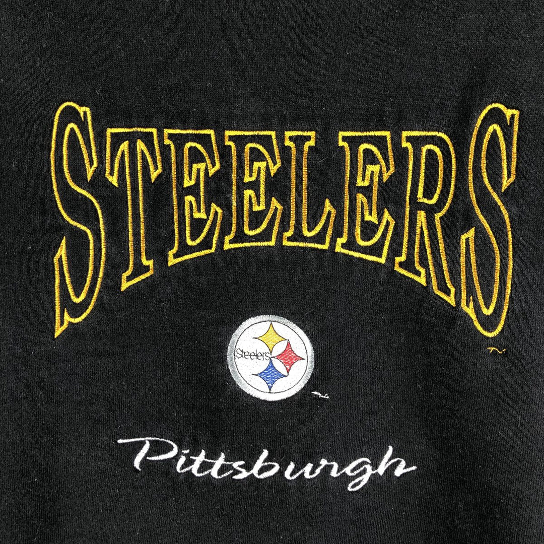 90'S Lee SPORT NFL Pittsburgh Steelers Print Sweatshirt, Made in USA, Men's Size XL cotton black type Vintage Second Hand