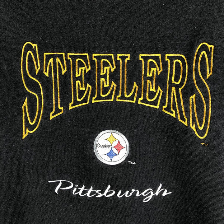 90'S Lee SPORT NFL Pittsburgh Steelers Print Sweatshirt, Made in USA, Men's Size XL cotton black type Vintage Second Hand