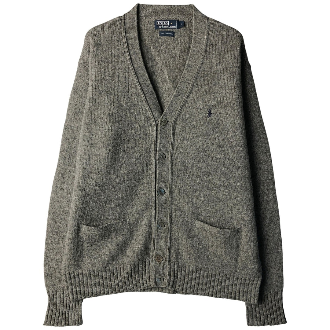Ralph Lauren POLO by Ralph Lauren wool knit cardigan, men's size L Lamb wool gray type Vintage Second Hand