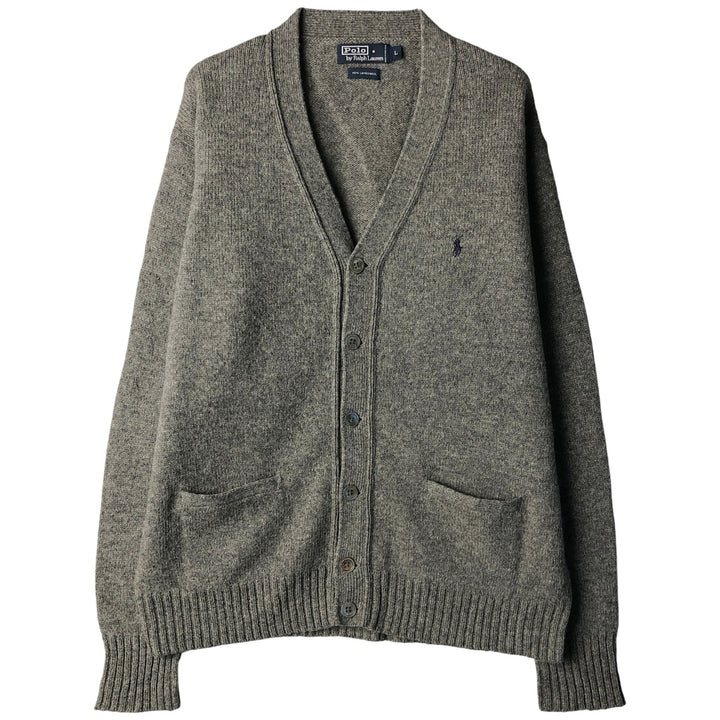 Ralph Lauren POLO by Ralph Lauren wool knit cardigan, men's size L Lamb wool gray type Vintage Second Hand