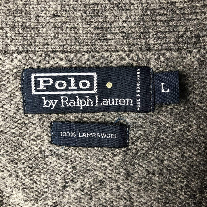 Ralph Lauren POLO by Ralph Lauren wool knit cardigan, men's size L Lamb wool gray type Vintage Second Hand
