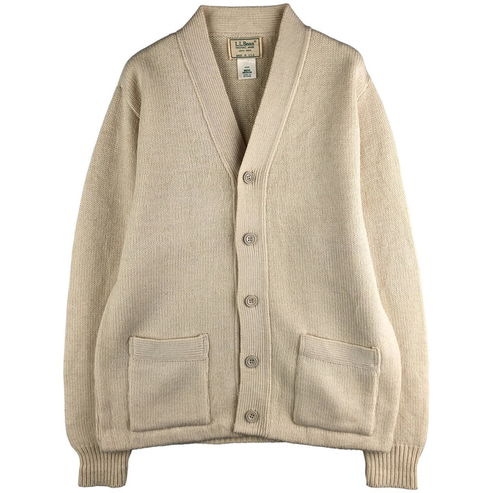 Vintage LLBean wool knit cardigan from the 1980'S to 1990s, made in the USA, size M. wool Beige type Vintage Second Hand