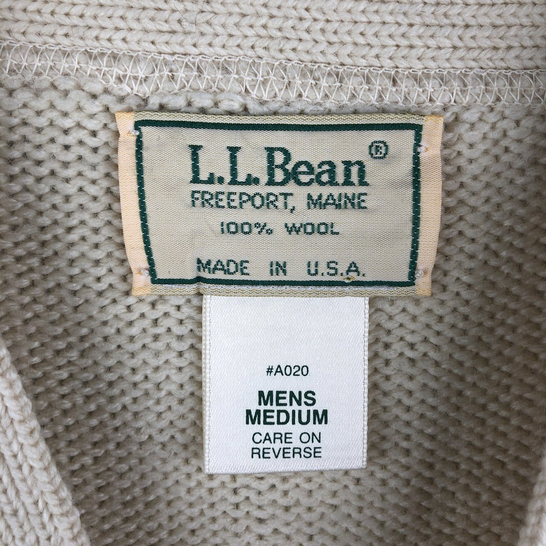 Vintage LLBean wool knit cardigan from the 1980'S to 1990s, made in the USA, size M. wool Beige type Vintage Second Hand