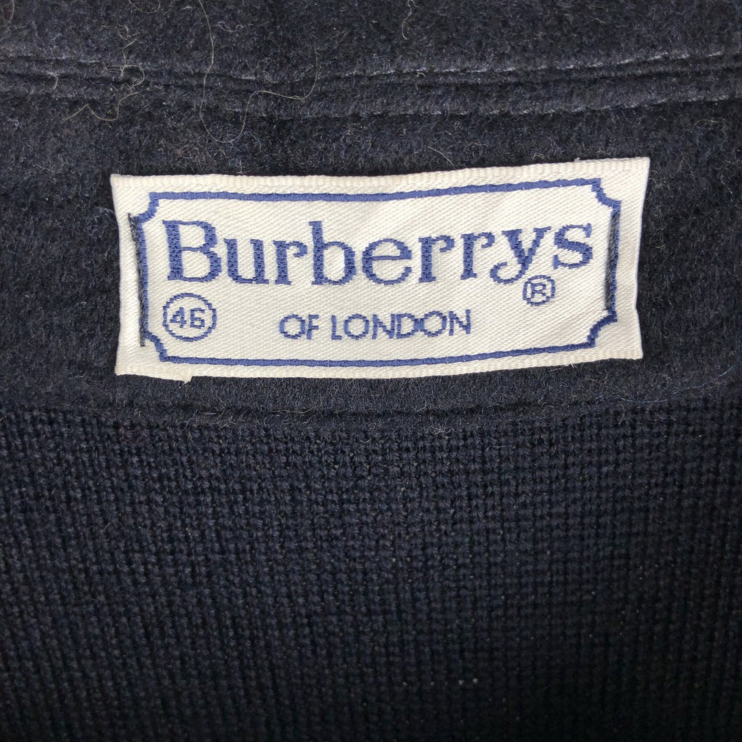 Burberry's OF LONDON wool knit cardigan, men's size S, with collar Merino wool navy blue type Vintage Second Hand