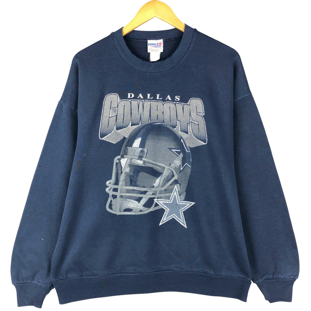 Vintage 90'S Chalk Line NFL Dallas Cowboys Print Sweatshirt, Men's Size XL unclear navy blue type Vintage Second Hand