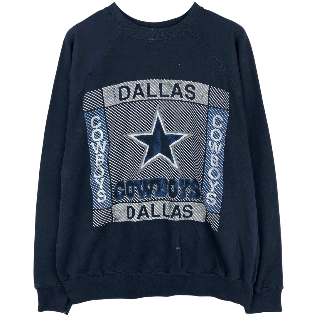 Vintage 70s-80'S Altex NFL Dallas Cowboys Print Sweatshirt, Made in USA, Men's Size Large cotton navy blue type Vintage Second Hand