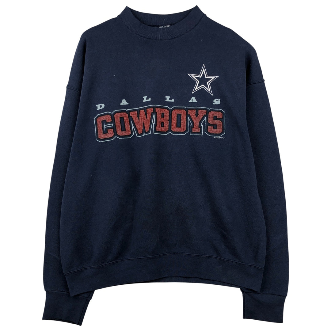 Vintage 90'S Dallas Cowboys NFL print sweatshirt, Made in USA, Men's XL polyester navy blue type Vintage Second Hand