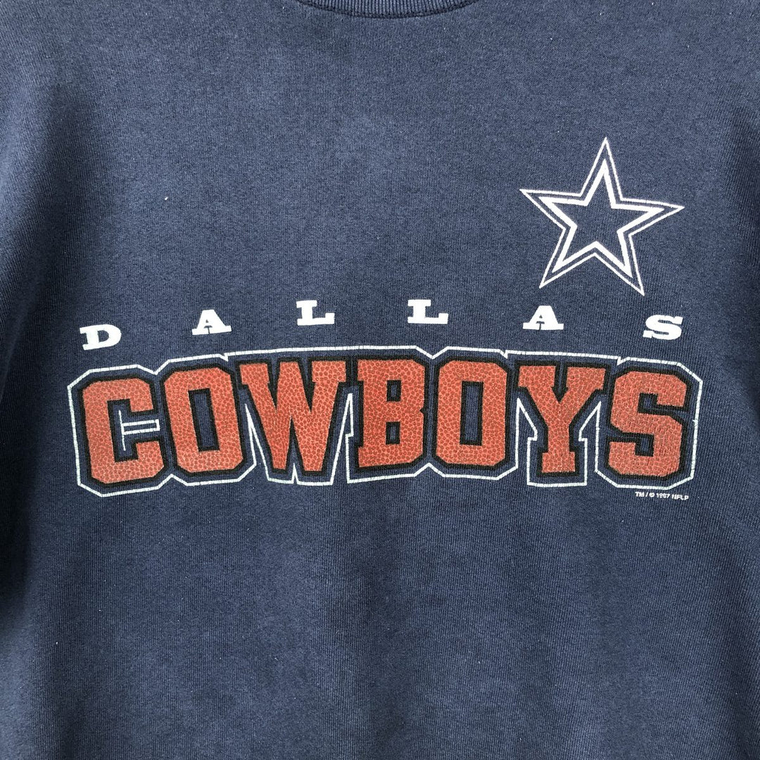 Vintage 90'S Dallas Cowboys NFL print sweatshirt, Made in USA, Men's XL polyester navy blue type Vintage Second Hand