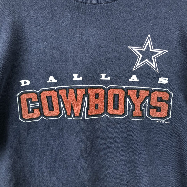 Vintage 90'S Dallas Cowboys NFL print sweatshirt, Made in USA, Men's XL polyester navy blue type Vintage Second Hand