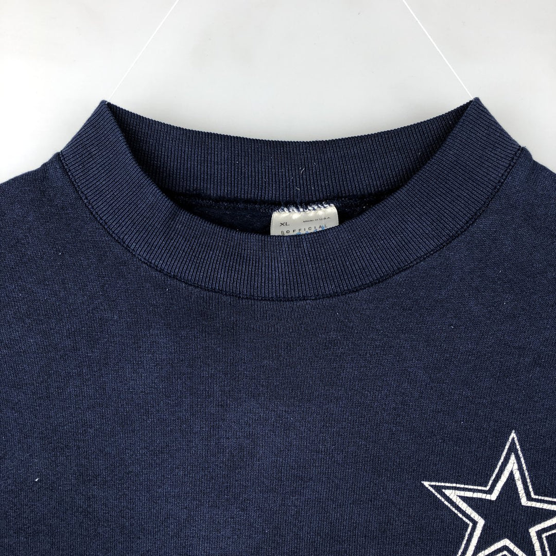Vintage 90'S Dallas Cowboys NFL print sweatshirt, Made in USA, Men's XL polyester navy blue type Vintage Second Hand
