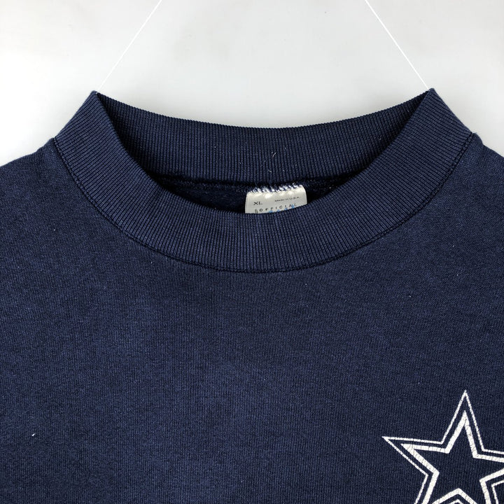 Vintage 90'S Dallas Cowboys NFL print sweatshirt, Made in USA, Men's XL polyester navy blue type Vintage Second Hand