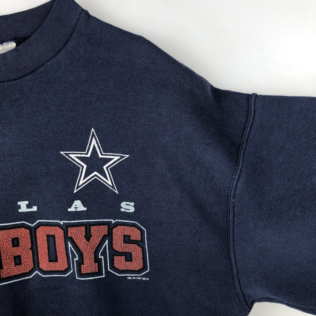 Vintage 90'S Dallas Cowboys NFL print sweatshirt, Made in USA, Men's XL polyester navy blue type Vintage Second Hand
