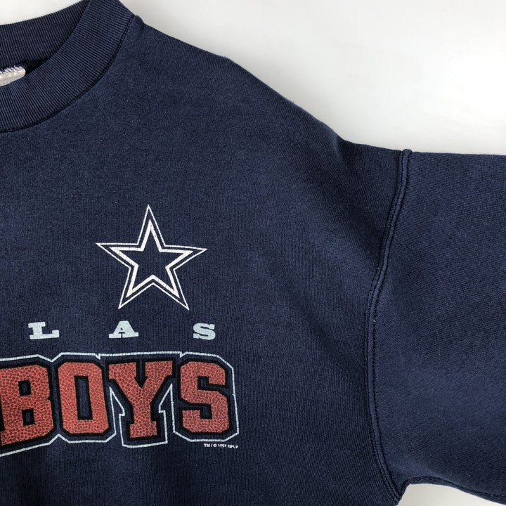 Vintage 90'S Dallas Cowboys NFL print sweatshirt, Made in USA, Men's XL polyester navy blue type Vintage Second Hand