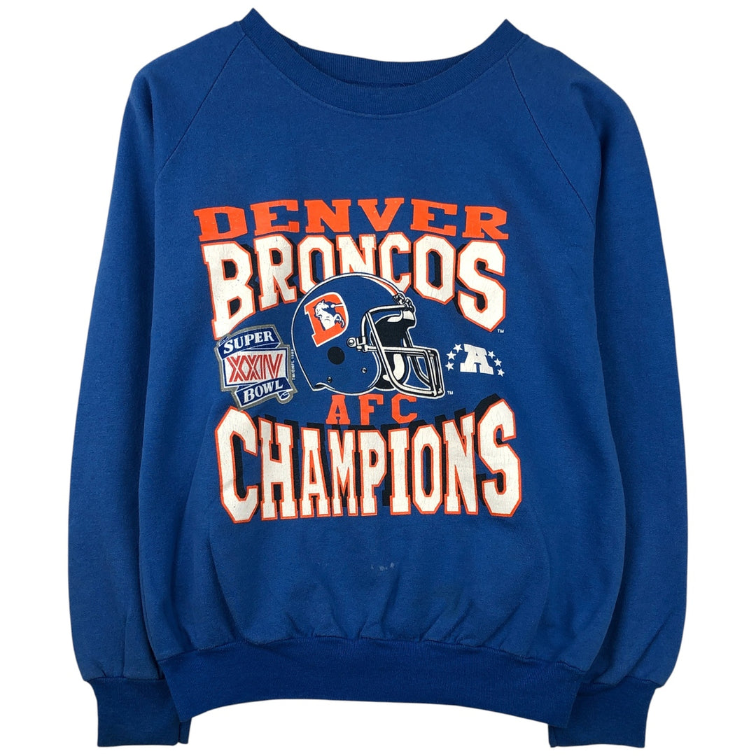 Vintage 1980'S NFL Denver Broncos print sweatshirt, Made in USA, Men's Size Medium polyester blue type Vintage Second Hand
