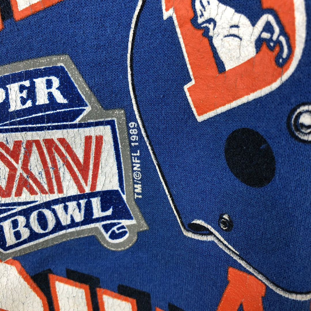 Vintage 1980'S NFL Denver Broncos print sweatshirt, Made in USA, Men's Size Medium polyester blue type Vintage Second Hand