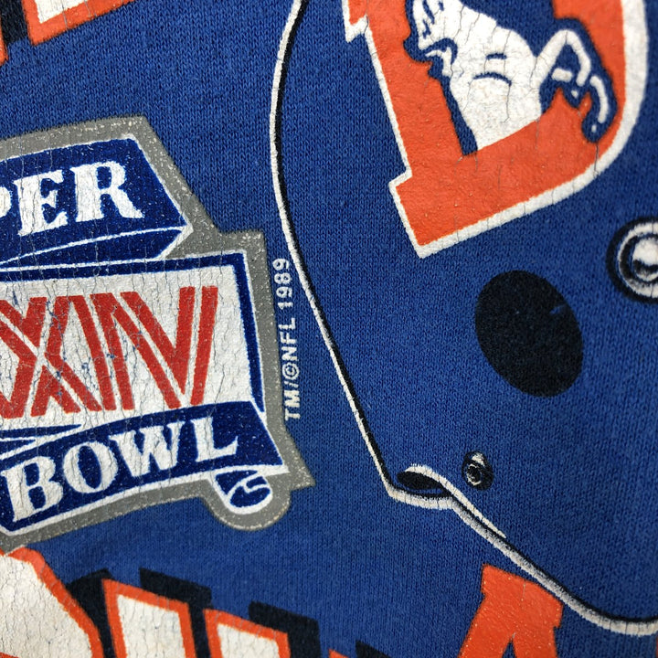 Vintage 1980'S NFL Denver Broncos print sweatshirt, Made in USA, Men's Size Medium polyester blue type Vintage Second Hand