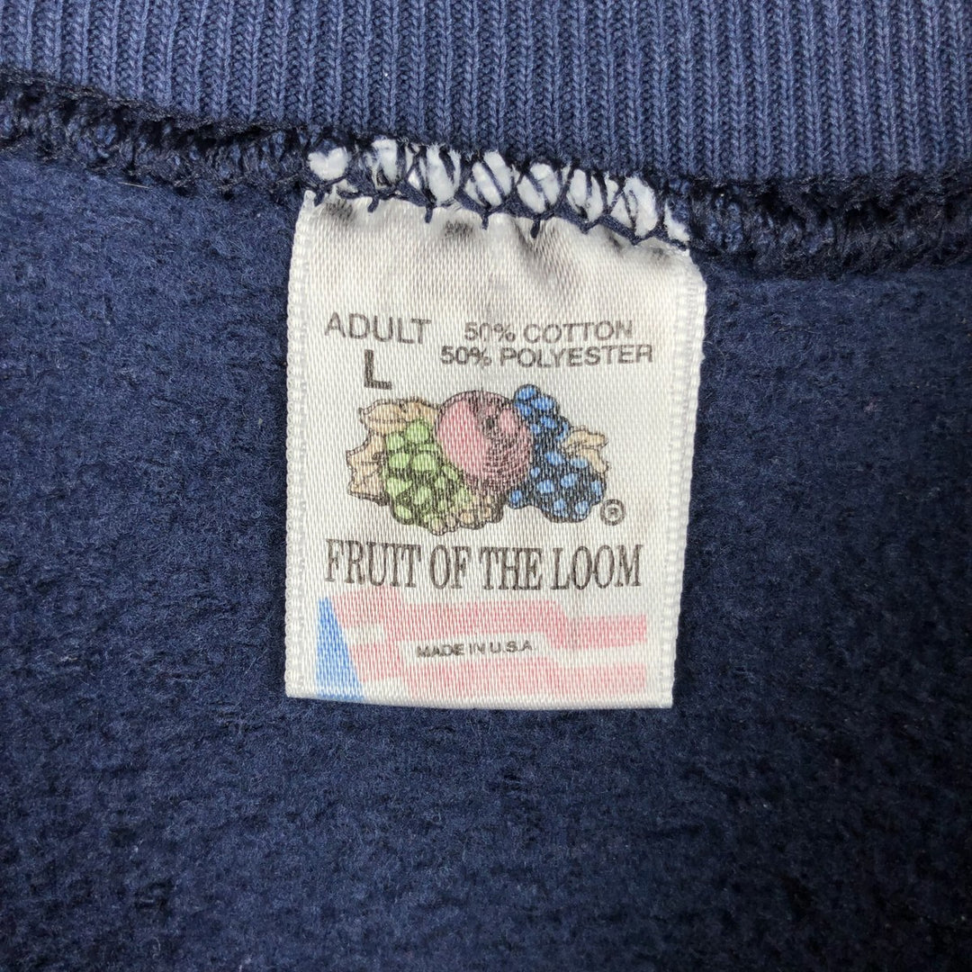 Vintage 1990'S Fruit of the Loom print sweatshirt, made in the USA, size L, men's cotton navy blue type Vintage Second Hand