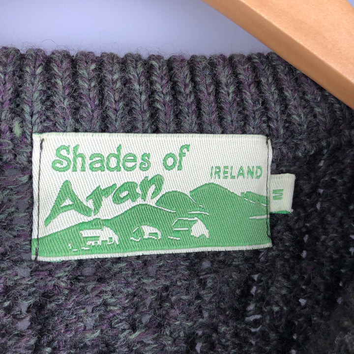 Shades of Aran Fisherman Aran Knit Sweater, Made in Ireland, Men's Size M Merino wool Khaki type Vintage Second Hand