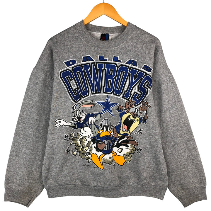 90'S SUN Looney Tunes NFL Dallas Cowboys Character Sweatshirt, Men's Size XL unclear gray type Vintage Second Hand