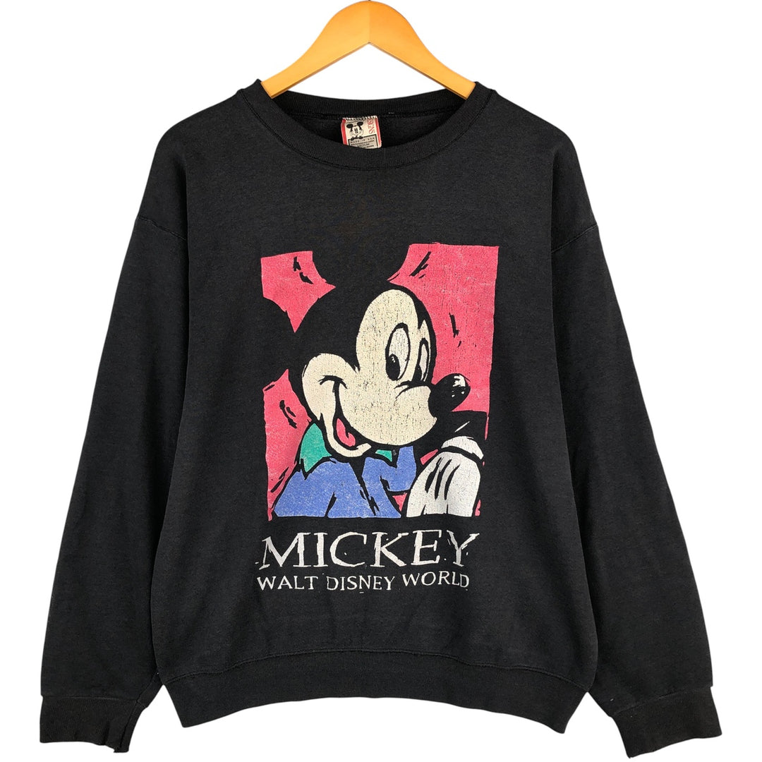 Vintage 90'S Disney Mickey Mouse character sweatshirt, made in the USA, size M, men's polyester black type Vintage Second Hand