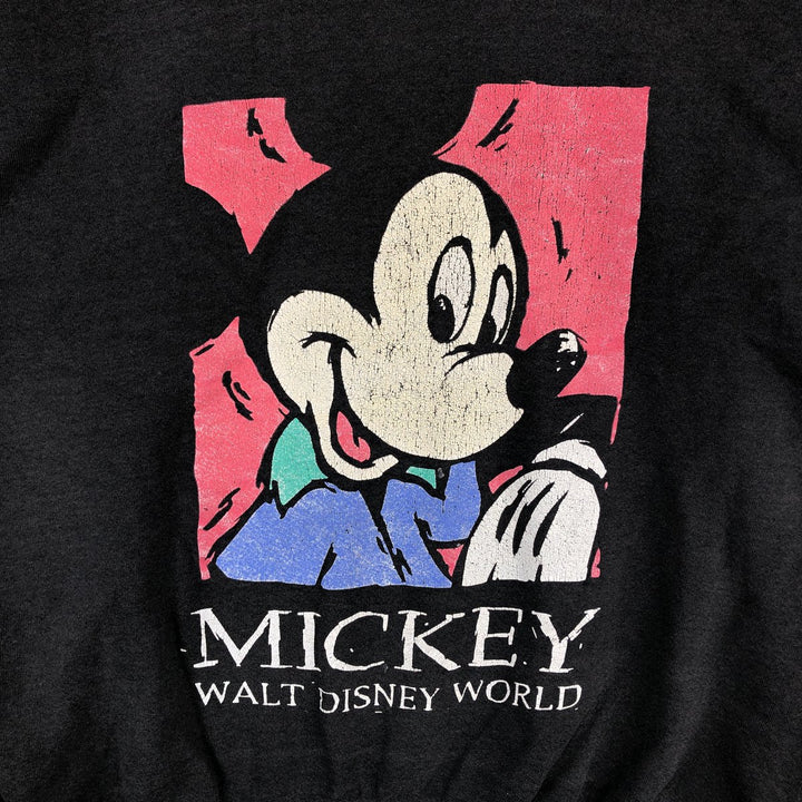 Vintage 90'S Disney Mickey Mouse character sweatshirt, made in the USA, size M, men's polyester black type Vintage Second Hand