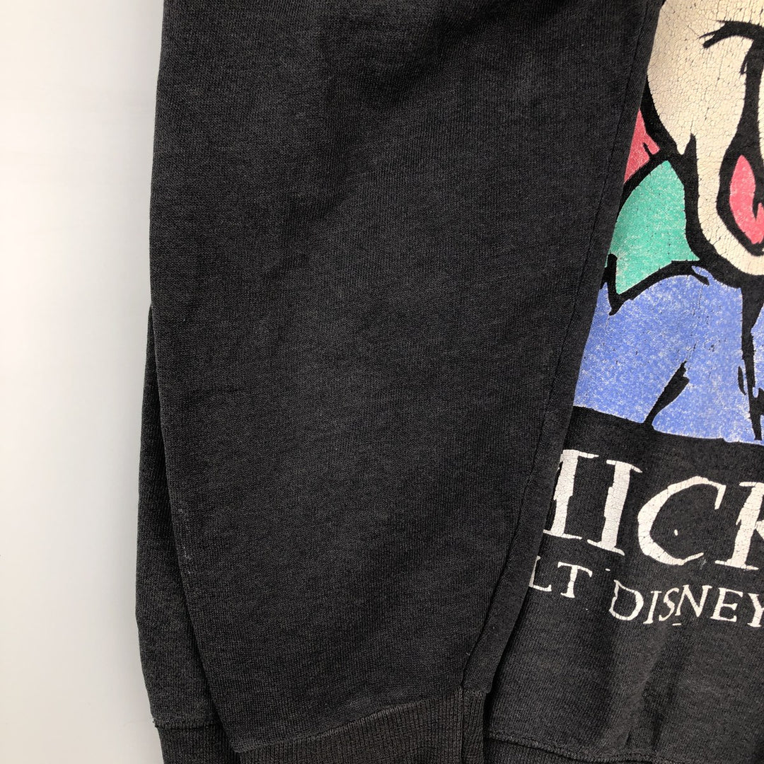 Vintage 90'S Disney Mickey Mouse character sweatshirt, made in the USA, size M, men's polyester black type Vintage Second Hand