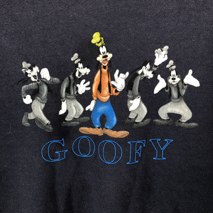 2000'S Disney GOOFY character sweatshirt, men's size L cotton navy blue type Vintage Second Hand