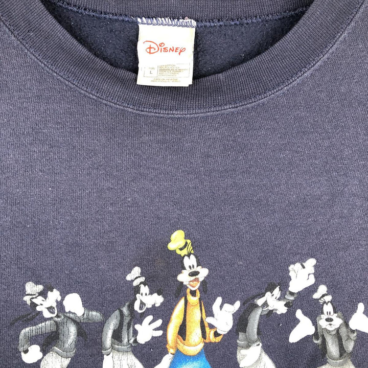 2000'S Disney GOOFY character sweatshirt, men's size L cotton navy blue type Vintage Second Hand