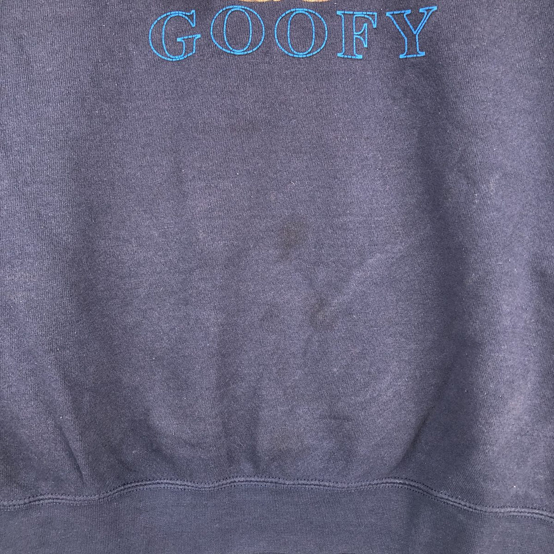2000'S Disney GOOFY character sweatshirt, men's size L cotton navy blue type Vintage Second Hand