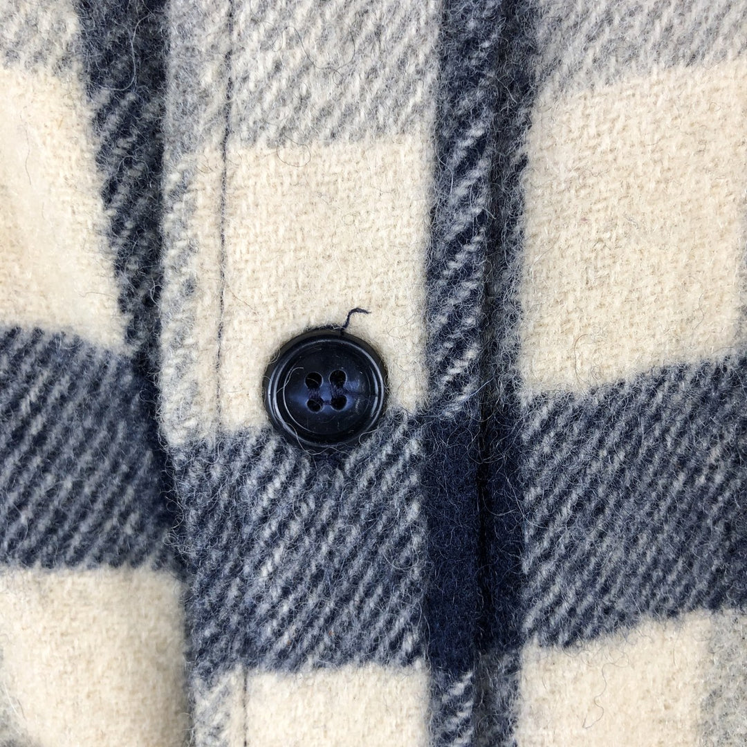 Vintage 1970'S WOOLRICH Check Pattern Wool Shirt, Made in USA, Men's Size L wool navy blue type Vintage Second Hand