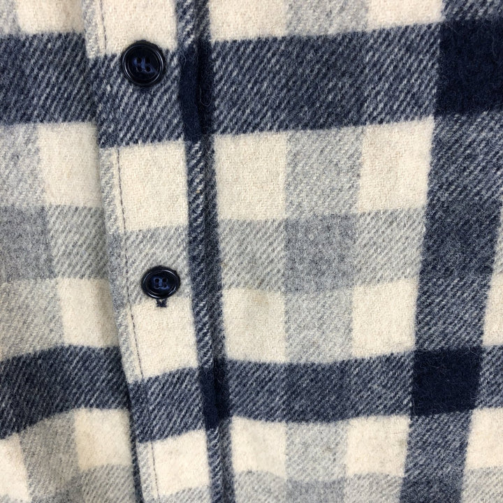 Vintage 1970'S WOOLRICH Check Pattern Wool Shirt, Made in USA, Men's Size L wool navy blue type Vintage Second Hand