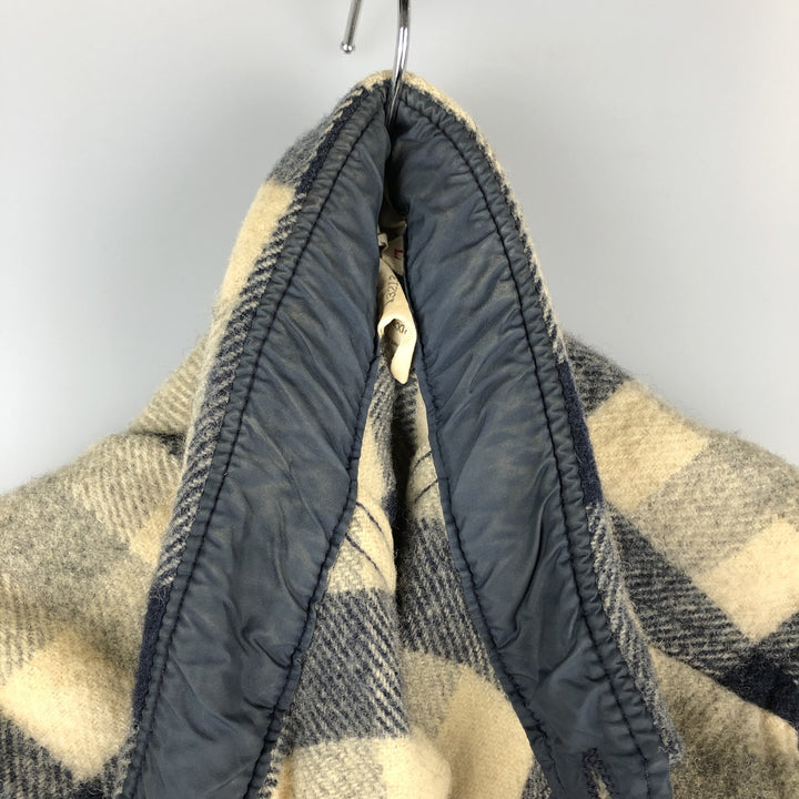 Vintage 1970'S WOOLRICH Check Pattern Wool Shirt, Made in USA, Men's Size L wool navy blue type Vintage Second Hand