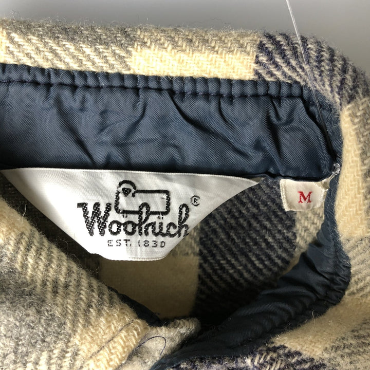 Vintage 1970'S WOOLRICH Check Pattern Wool Shirt, Made in USA, Men's Size Medium wool Beige type Vintage Second Hand