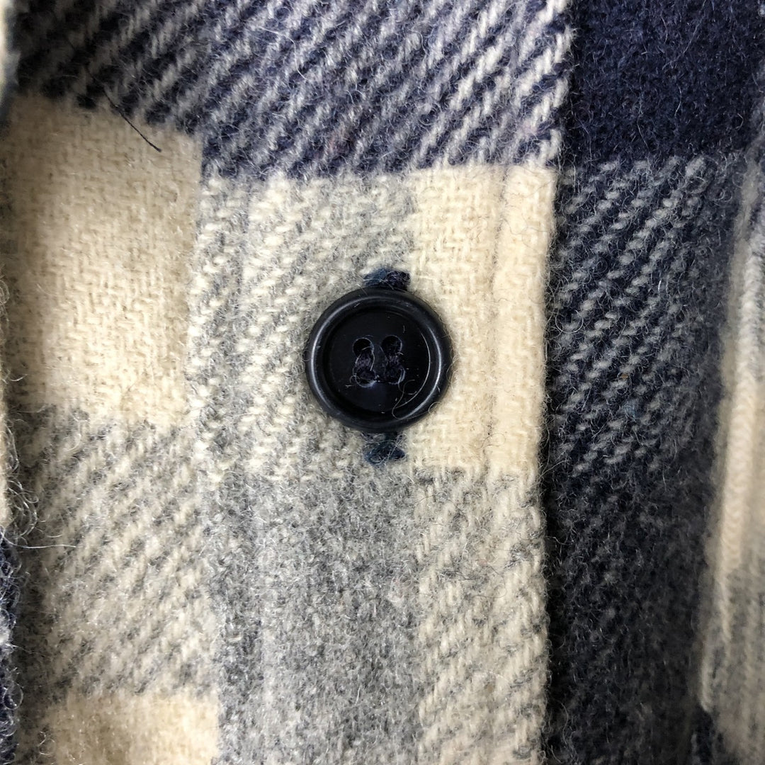 Vintage 1970'S WOOLRICH Check Pattern Wool Shirt, Made in USA, Men's Size Medium wool Beige type Vintage Second Hand