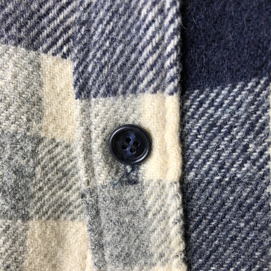 Vintage 1970'S WOOLRICH Check Pattern Wool Shirt, Made in USA, Men's Size Medium wool Beige type Vintage Second Hand