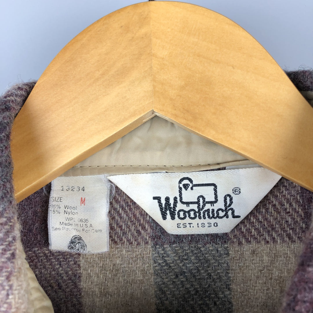 Vintage 1970'S WOOLRICH Check Pattern Wool Shirt, Made in USA, Men's Size Medium wool Beige type Vintage Second Hand