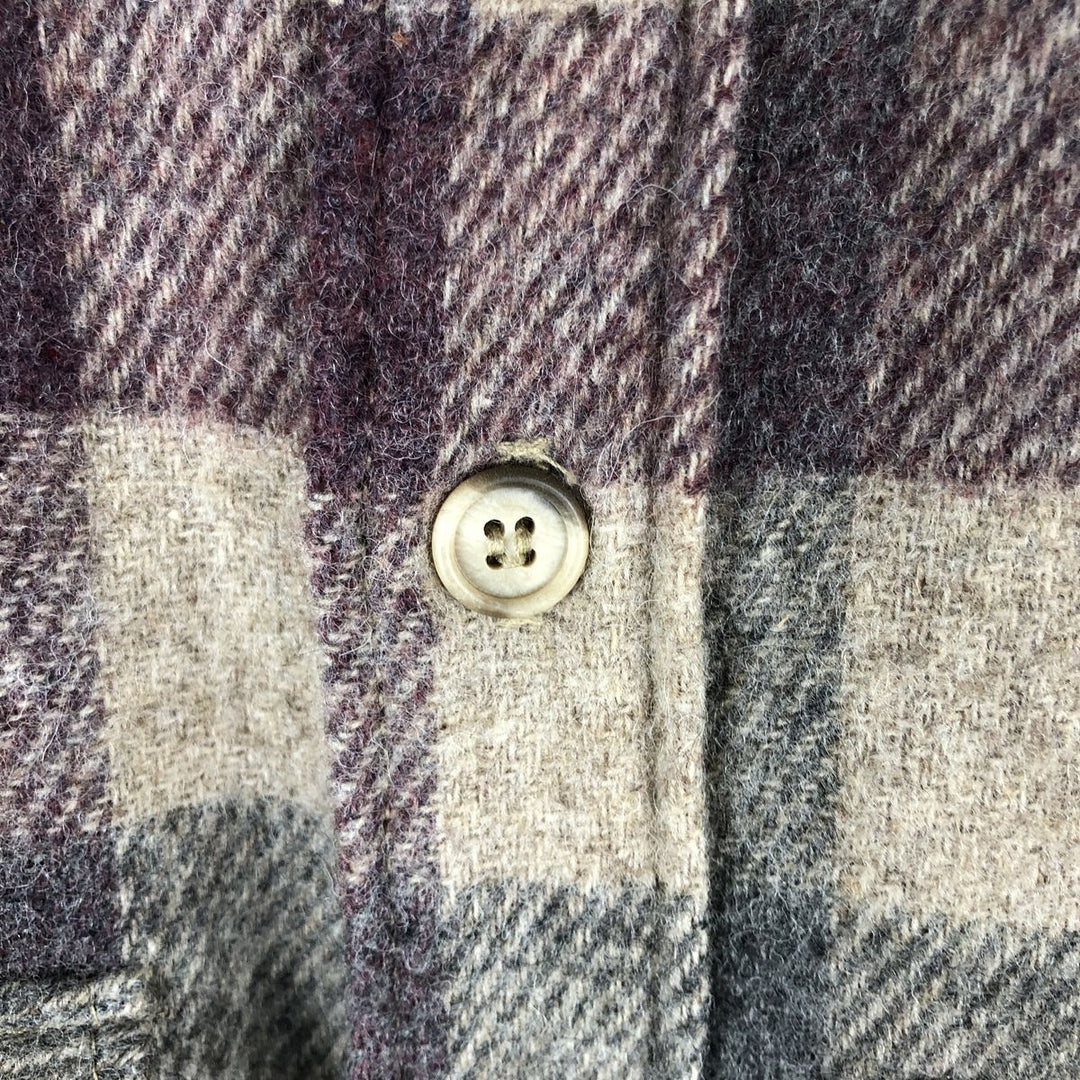 Vintage 1970'S WOOLRICH Check Pattern Wool Shirt, Made in USA, Men's Size Medium wool Beige type Vintage Second Hand