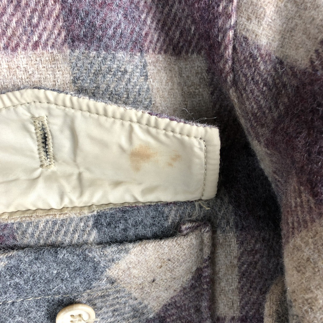 Vintage 1970'S WOOLRICH Check Pattern Wool Shirt, Made in USA, Men's Size Medium wool Beige type Vintage Second Hand