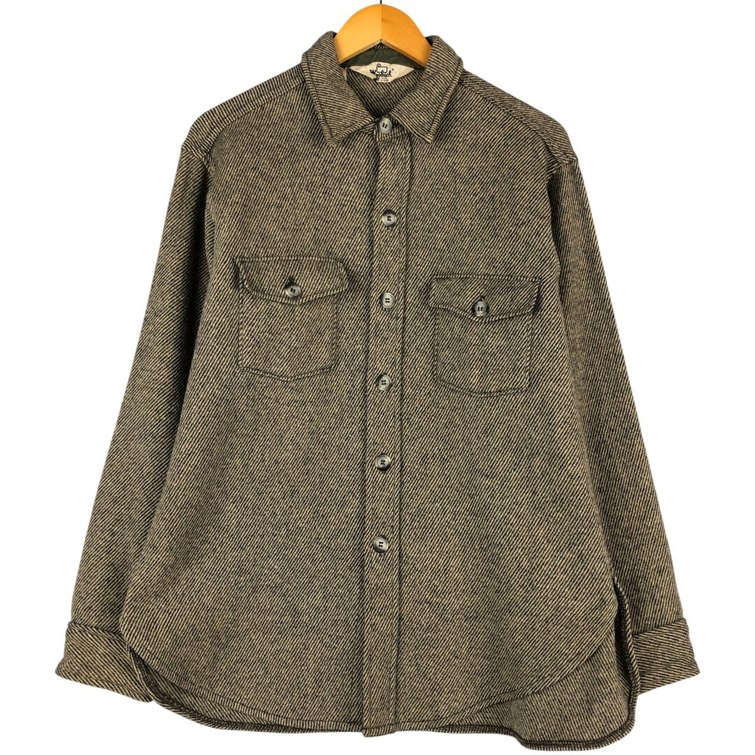 Vintage 1970'S WOOLRICH wool shirt, made in the USA, size L, men's wool Beige type Vintage Second Hand