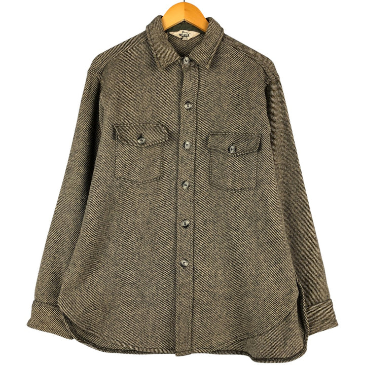 Vintage 1970'S WOOLRICH wool shirt, made in the USA, size L, men's wool Beige type Vintage Second Hand