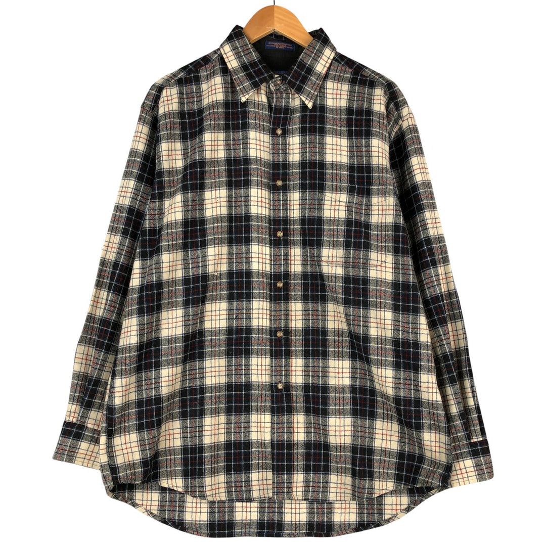 Pendleton Check Pattern Wool Shirt, Men's Size L wool black type Vintage Second Hand