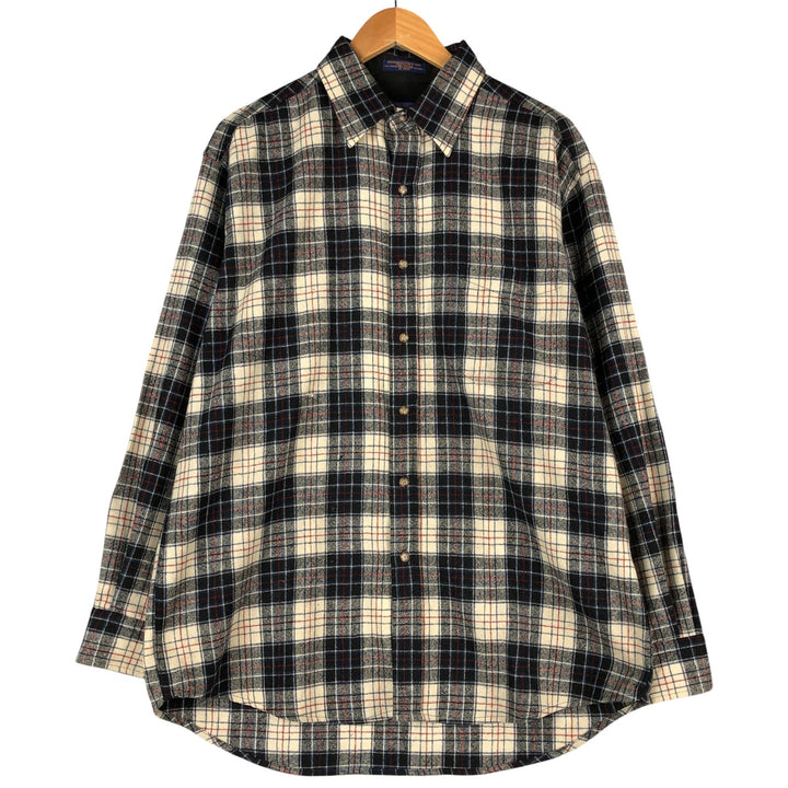 Pendleton Check Pattern Wool Shirt, Men's Size L wool black type Vintage Second Hand