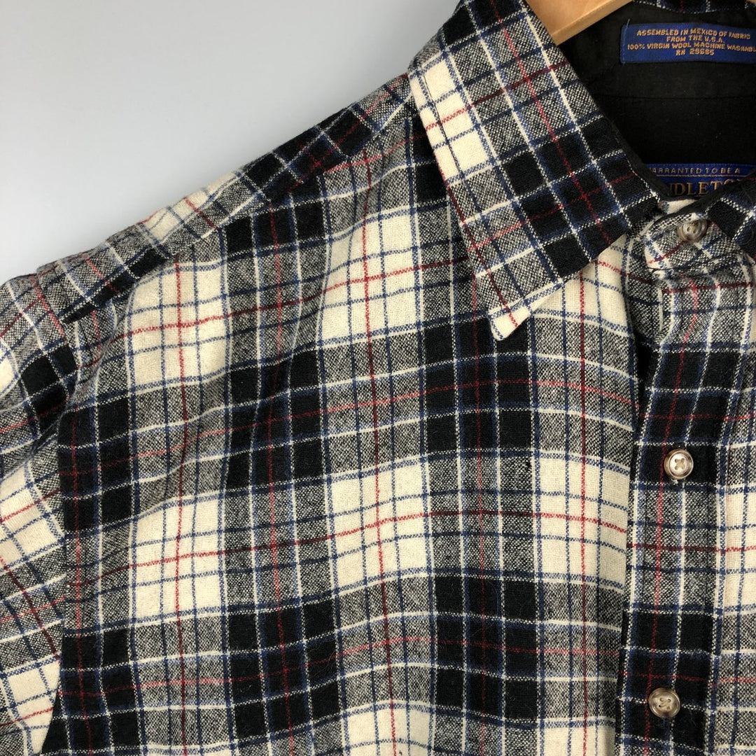Pendleton Check Pattern Wool Shirt, Men's Size L wool black type Vintage Second Hand